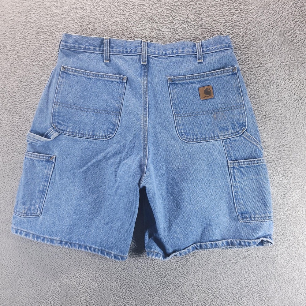 Carhartt Shorts Mens 36 Blue Denim B29 Work Short 8" Utility Workwear Relaxed